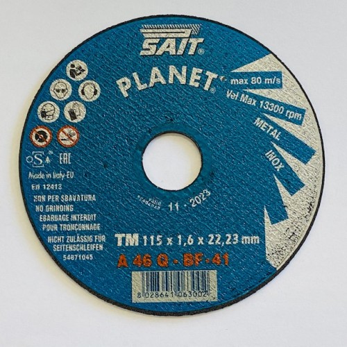 Круг отрезной 115x1.6x22 SAIT PLANET-TM A46Q