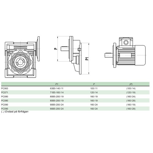 Редуктор PC071B5 i=3.0 80B14-19mm