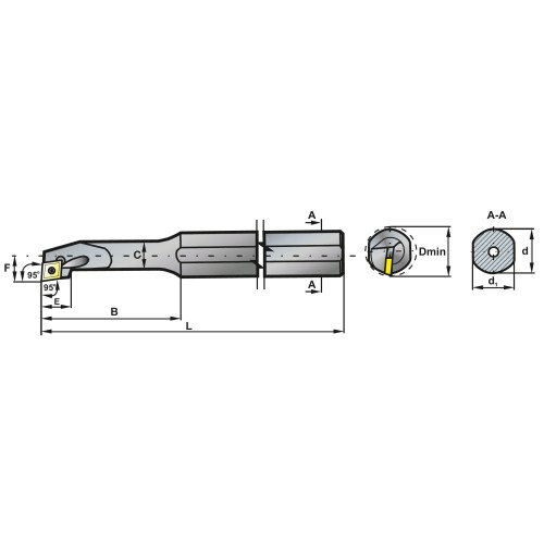 Резец токарный A0810J-SCLCR-06 (CC..0602rr) 10x110mm, Dmin=11mm